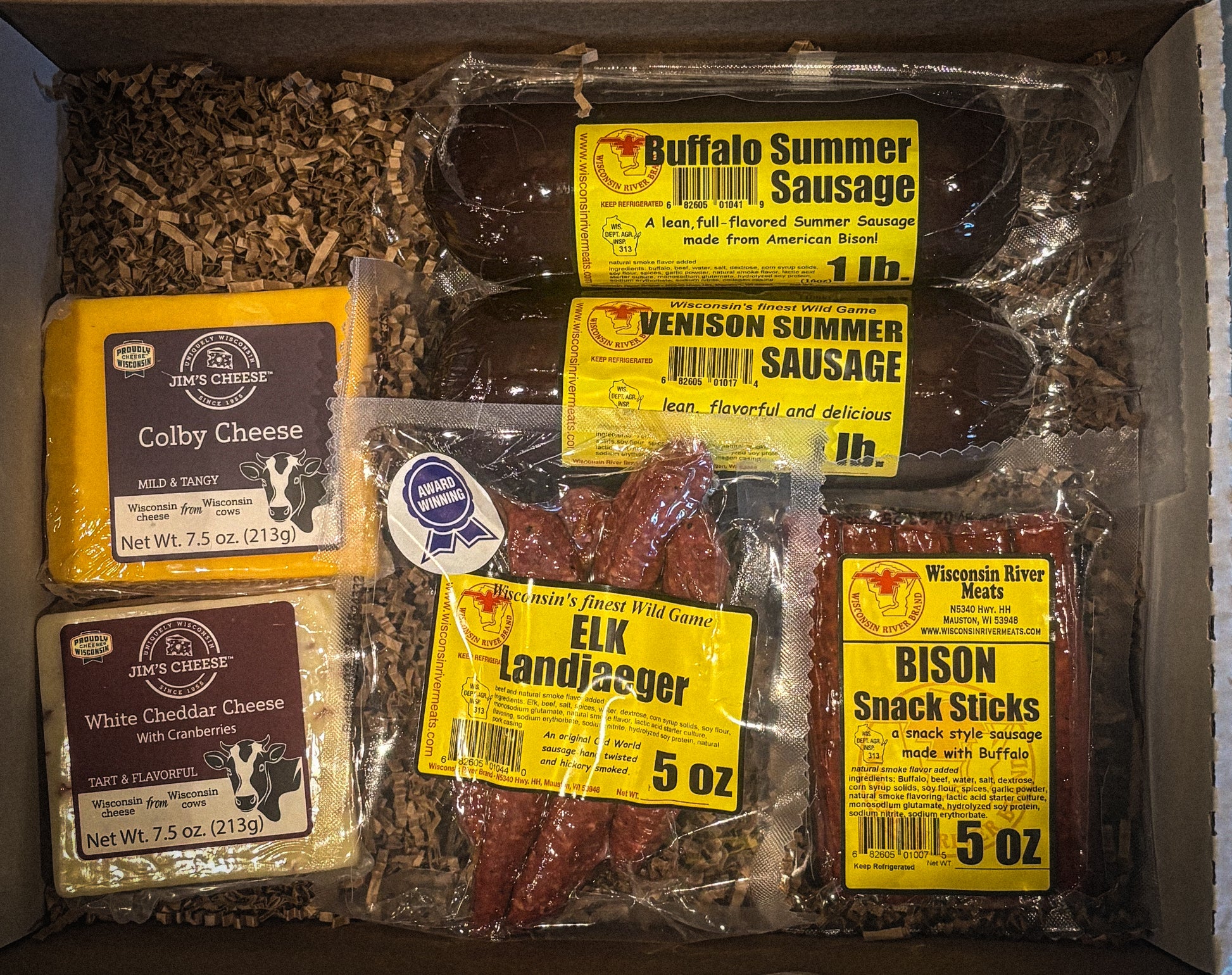 Outdoorsman Gift Basket provides high protein wild game meats for the sportsman in your life.