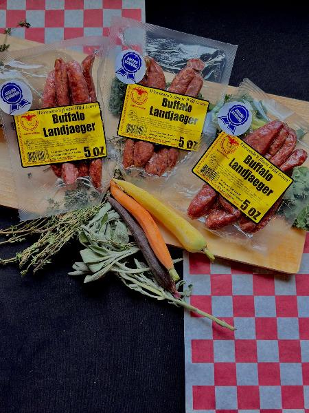 Buffalo Landjaeger 3 pack (5oz) - Wisconsin River Meats