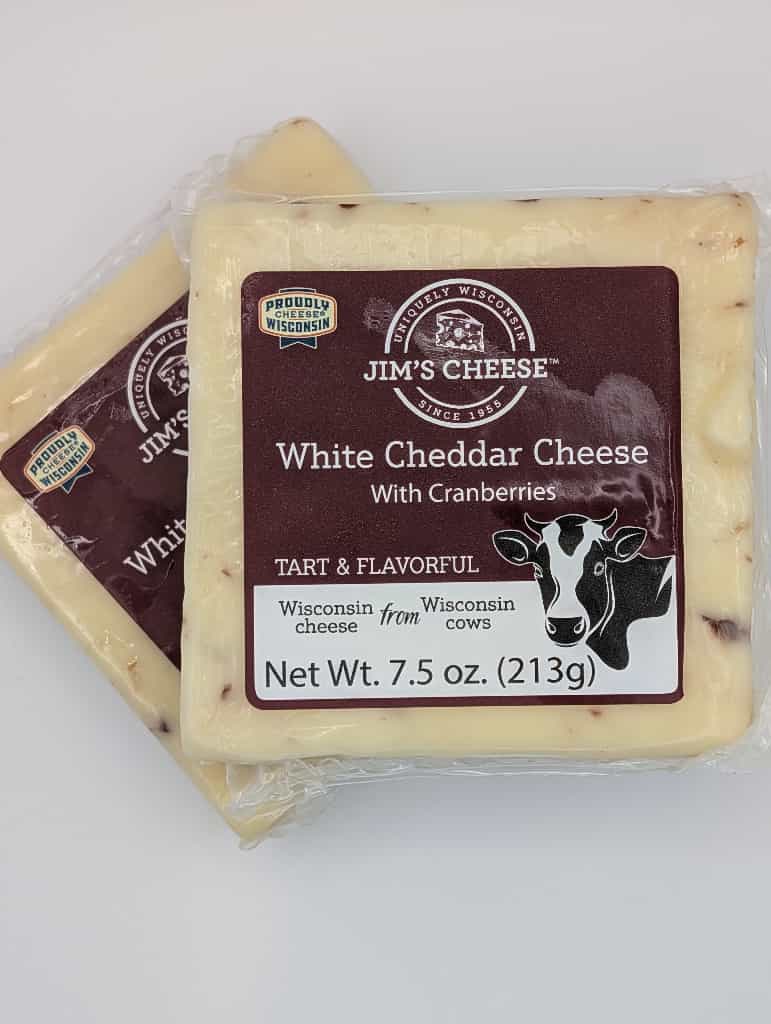 Cranberry white cheddar cheese 2 lb from Wisconsin River Meats, Wisconsin cheddar with dried cranberries