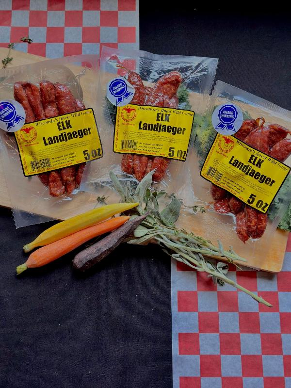 Elk Landjaeger 3 pack (5oz) - Wisconsin River Meats