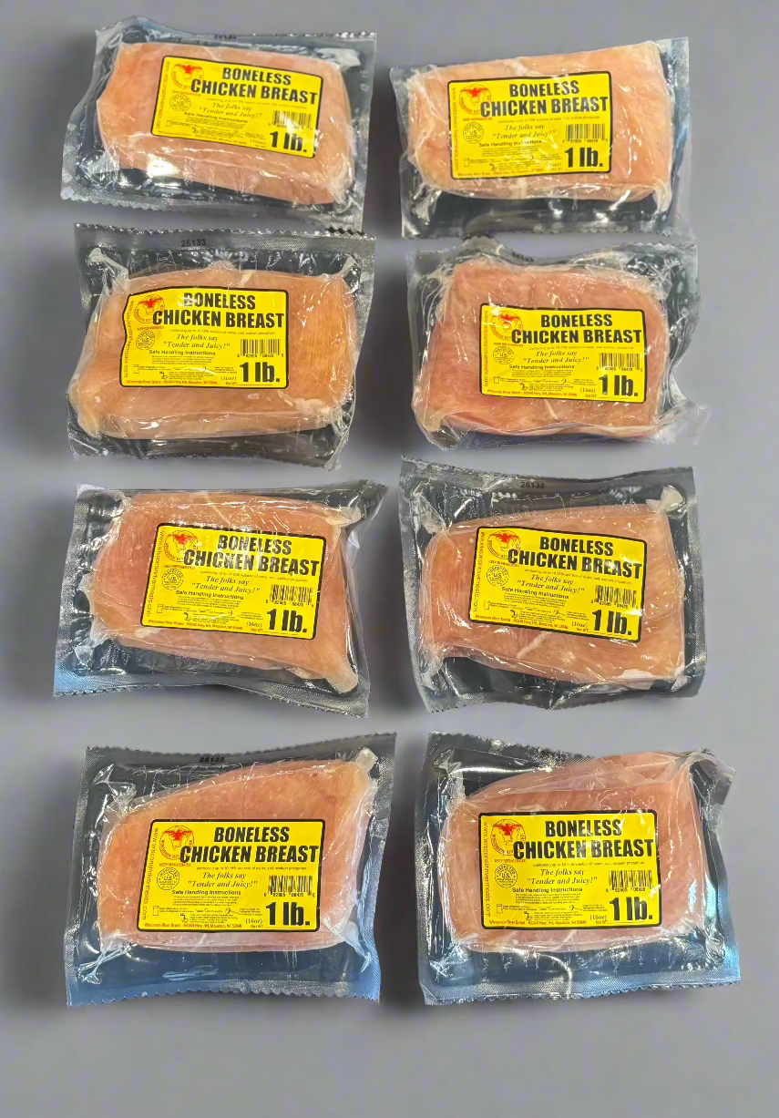 Raw marinated chicken breast bundle with 8 pieces, vacuum-sealed for freshness