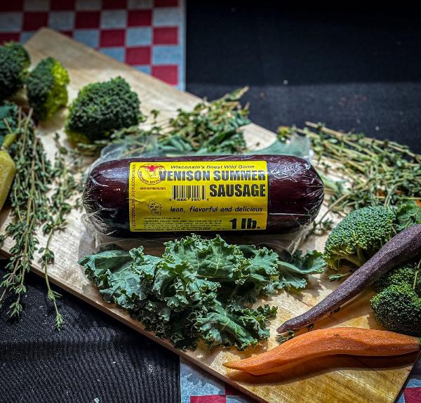 Venison Summer Sausage, a high protein, low carb, low calorie deer meat snack from Wisconsin River Meats