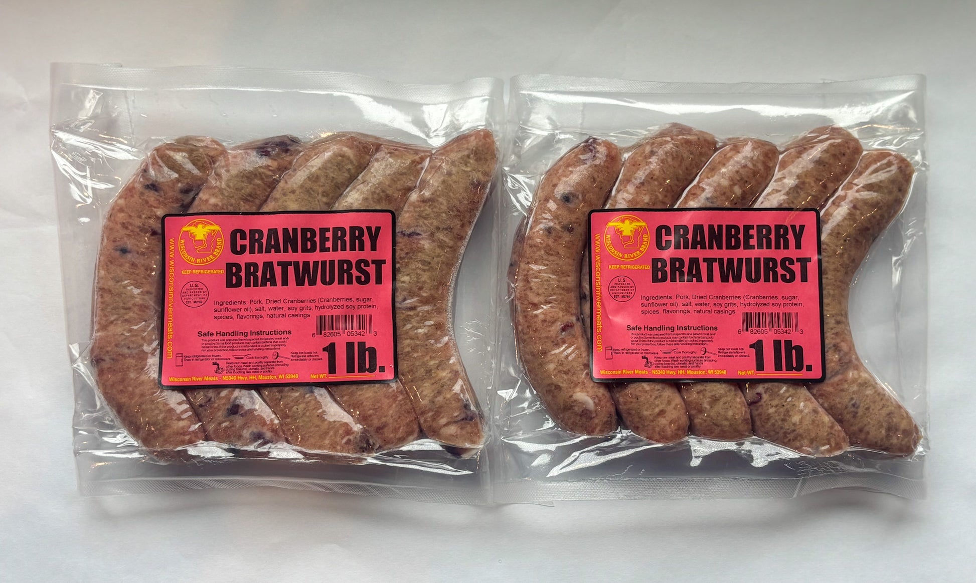 Cranberry Brats (2lbs) - Wisconsin River Meats