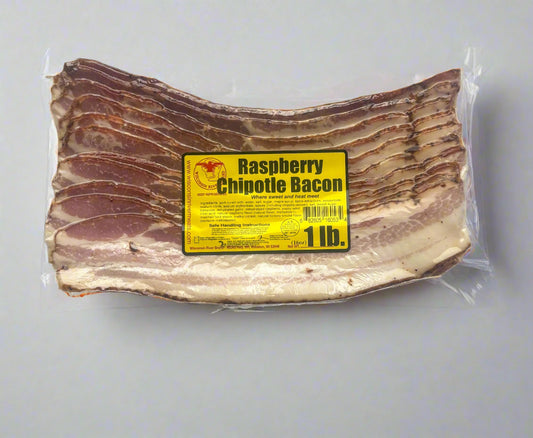 2lb raspberry chipotle bacon – sweet and smoky bacon with a spicy kick