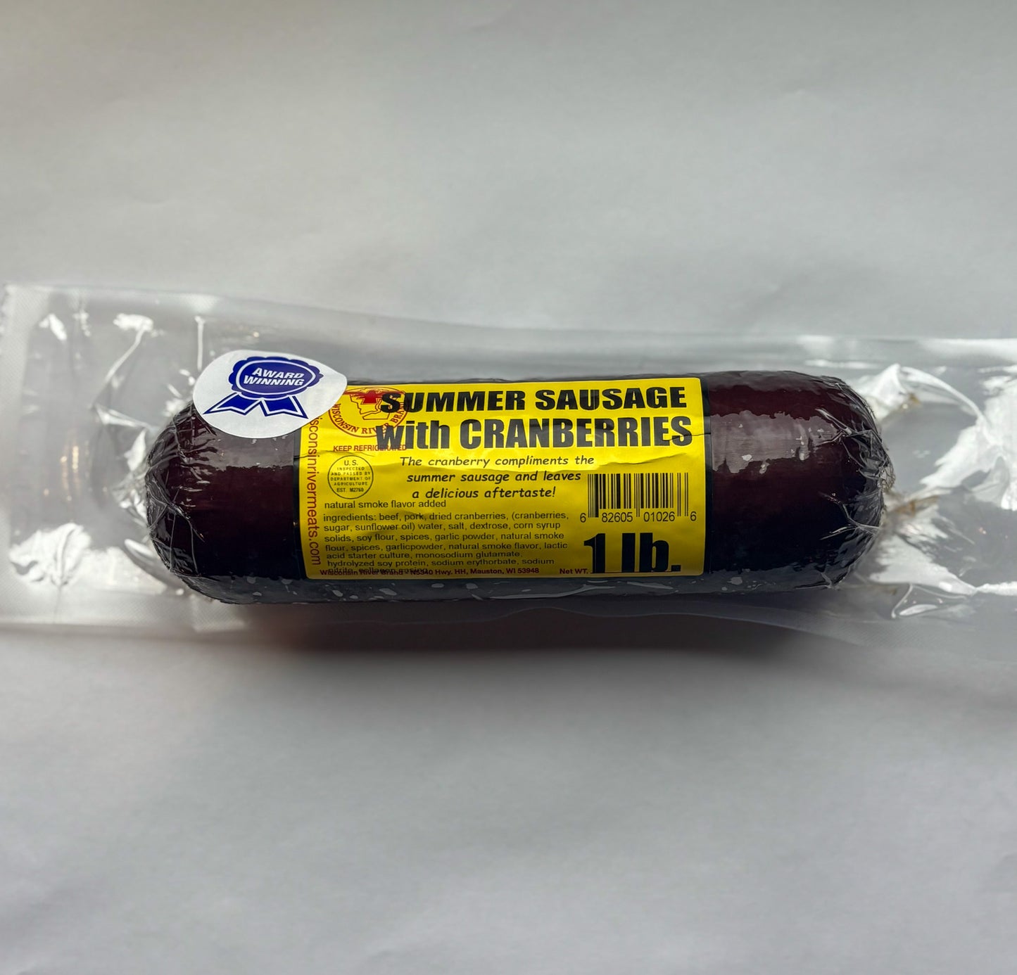 Cranberry-infused summer sausage – 2-pound gourmet sausage perfect for holidays