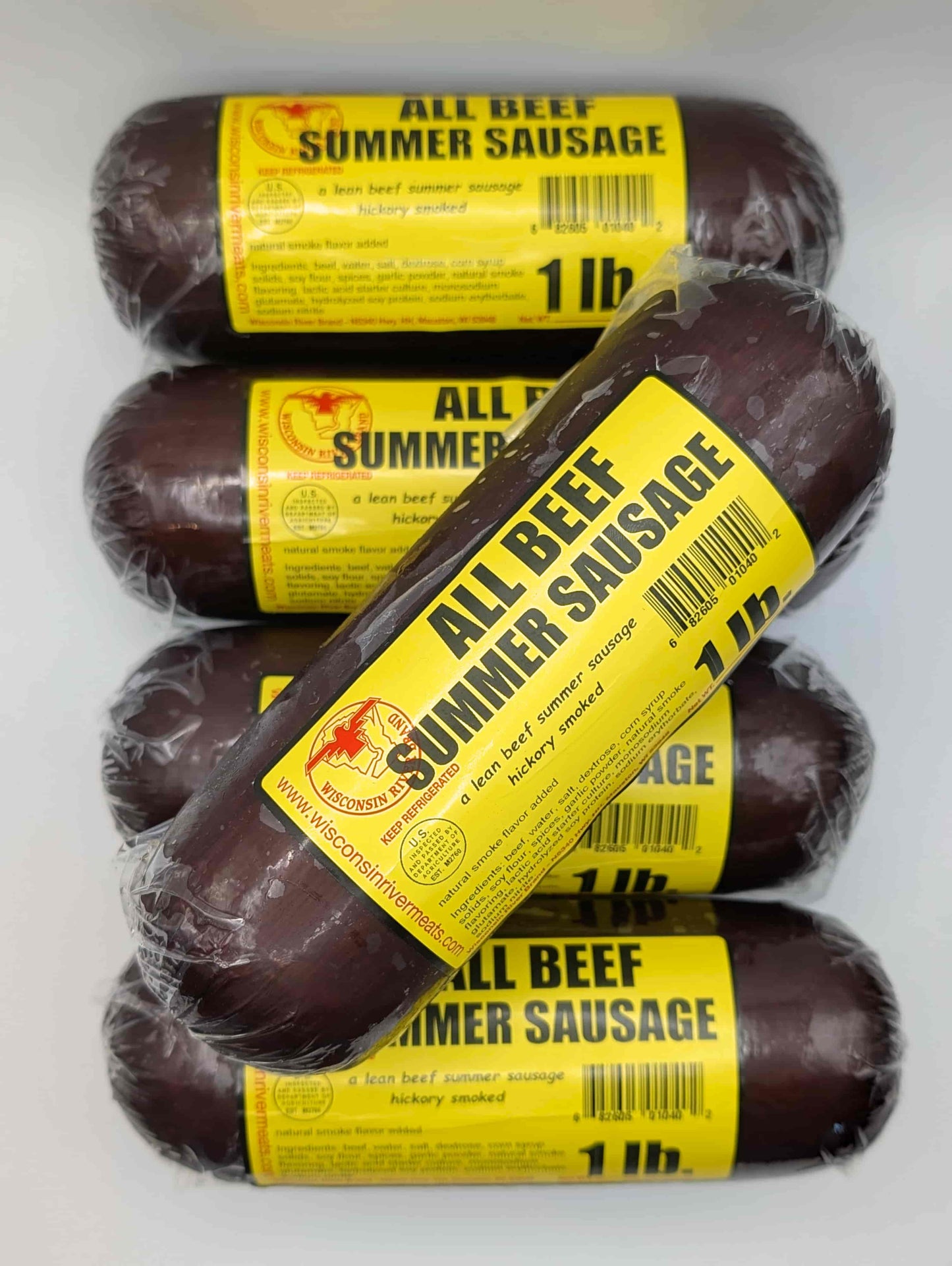 Wisconsin River Meats beef summer sausage 5 lb, fully cooked and ready to serve