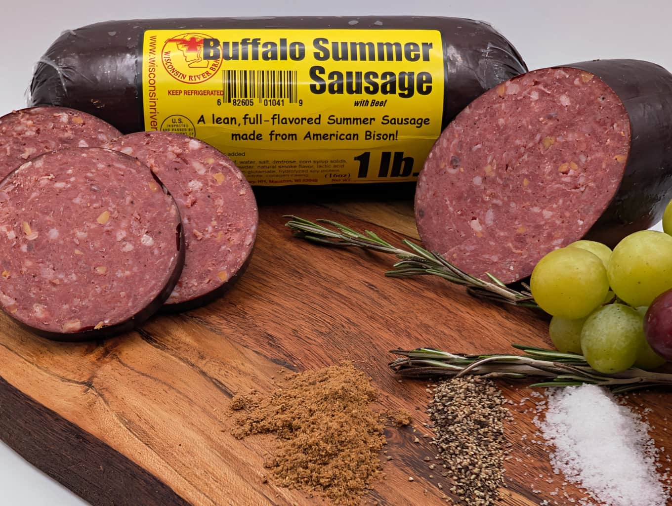 1 lb buffalo summer sausage made with premium bison and traditional seasoning