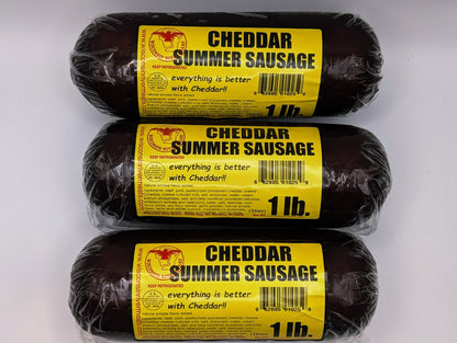 Wisconsin River Meats 3 lb cheddar summer sausage, handcrafted beef sausage made with real Wisconsin cheddar cheese