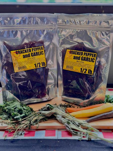 Cracked Pepper & Garlic Jerky (1lb) - Wisconsin River Meats 