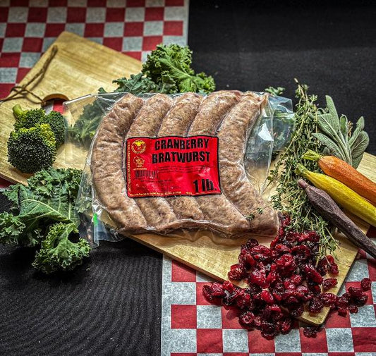 Cranberry Bratwurst (2lbs) - Wisconsin River Meats 