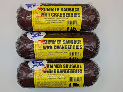 Wisconsin River Meats 3 lb cranberry summer sausage, handcrafted beef sausage made with real cranberries