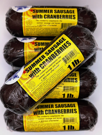 Wisconsin River Meats 5 lb cranberry summer sausage, handcrafted beef sausage made with real cranberries