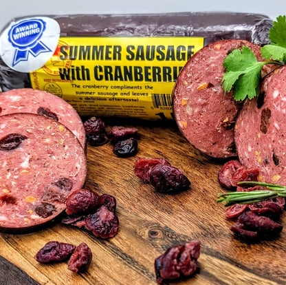 Wisconsin River Meats 1 lb cranberry summer sausage, handcrafted beef sausage made with real cranberries