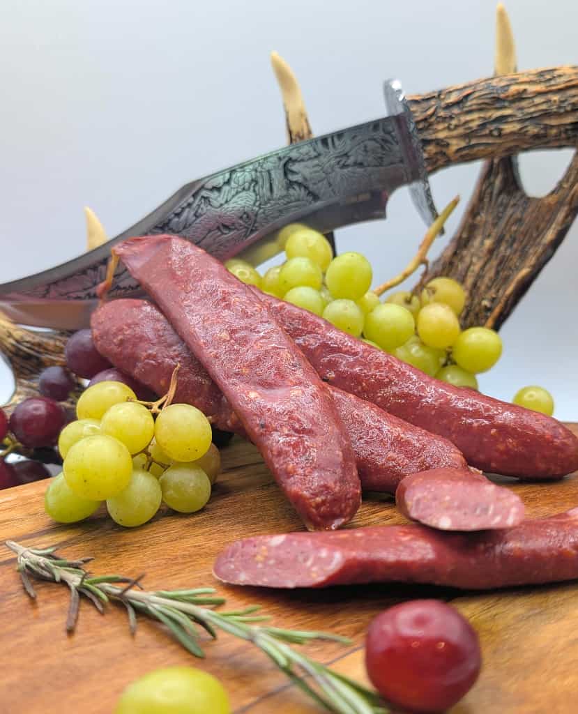Smoked elk landjaeger snack sticks made in Wisconsin