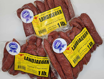 Landjaeger sausage 3 lb from Wisconsin River Meats, smoked beef and pork snack sticks