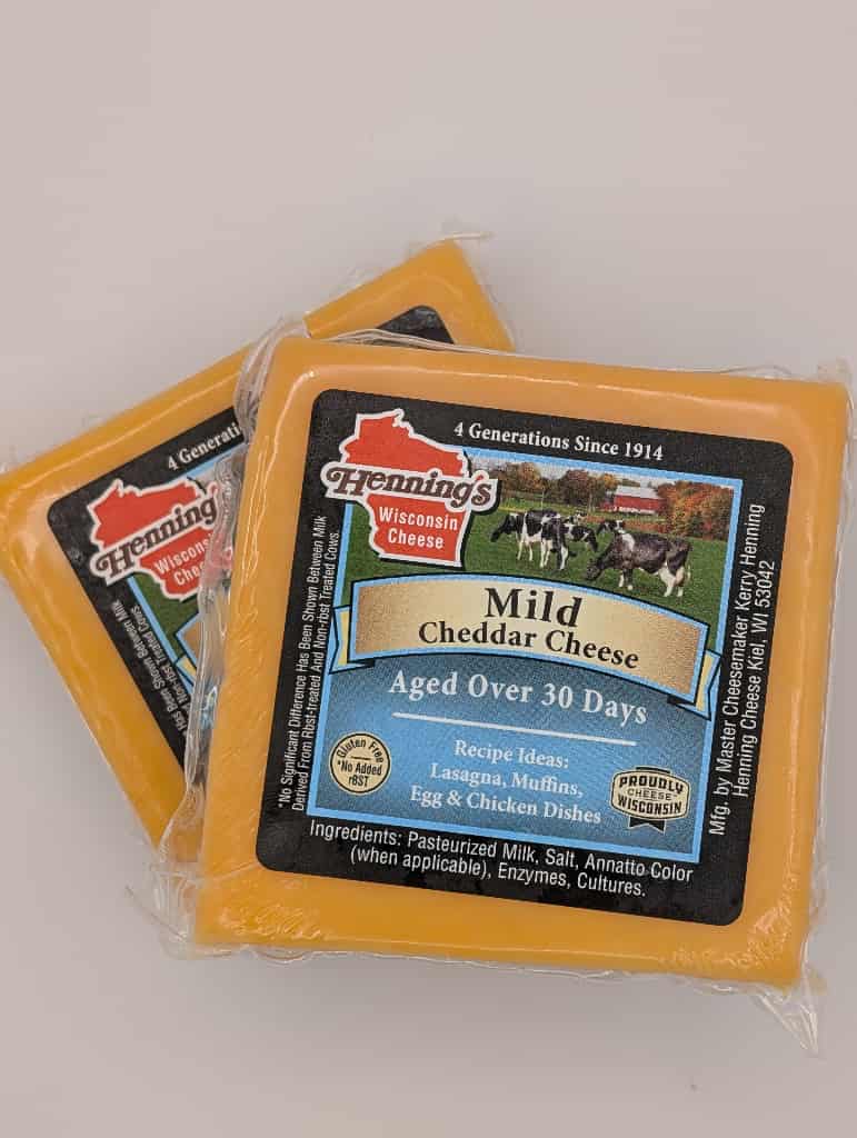 Mild cheddar cheese 2 lb from Wisconsin River Meats, smooth creamy Wisconsin cheddar