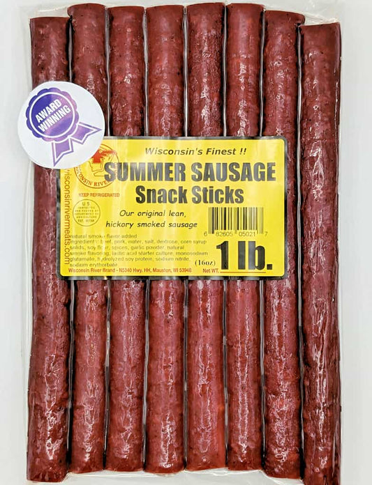 Original beef sticks 1 lb from Wisconsin River Meats, smoked beef snack sticks