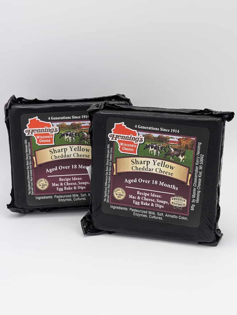 Sharp cheddar cheese 2 lb from Wisconsin River Meats, bold aged Wisconsin cheddar