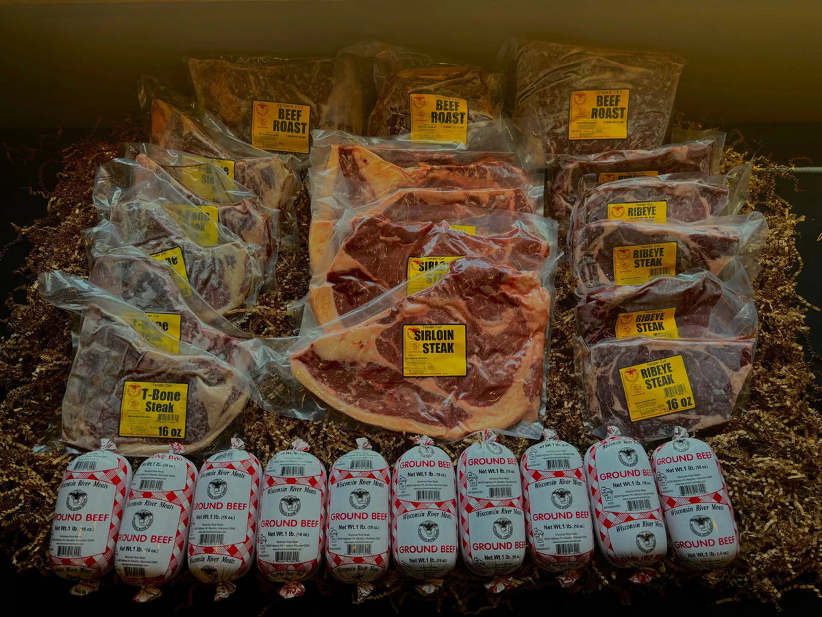 Assorted packaged bulk meat bundles