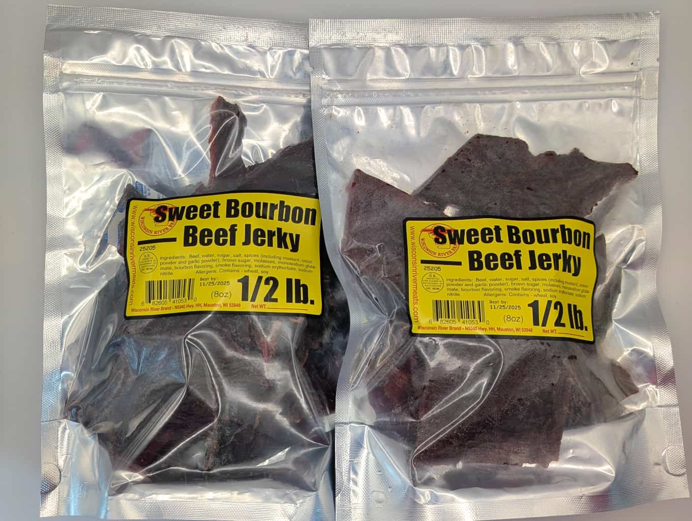 1 pound sweet bourbon beef jerky with smoky sweetness and tender beef