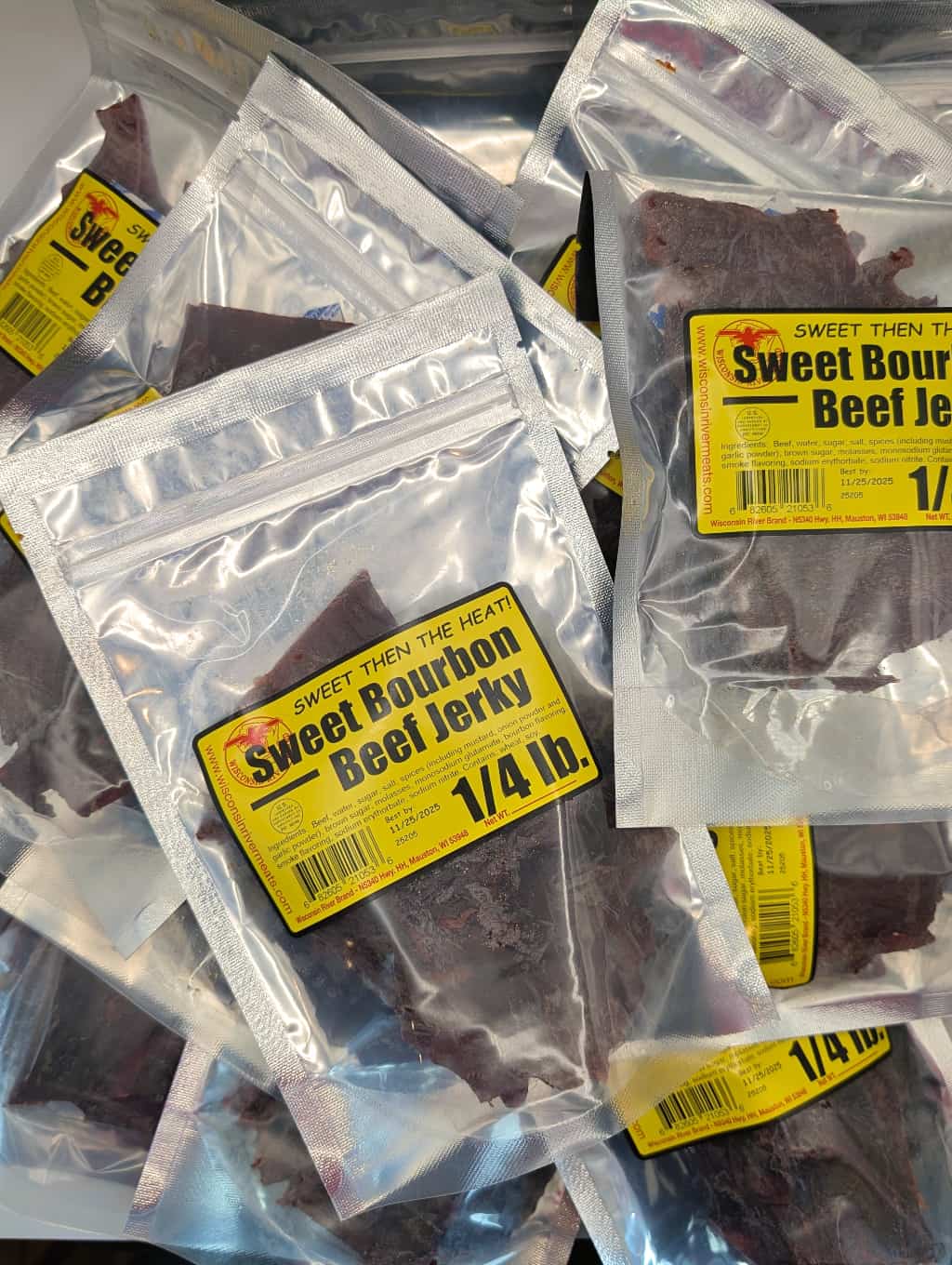 3 pound sweet bourbon beef jerky with smoky sweetness and tender beef