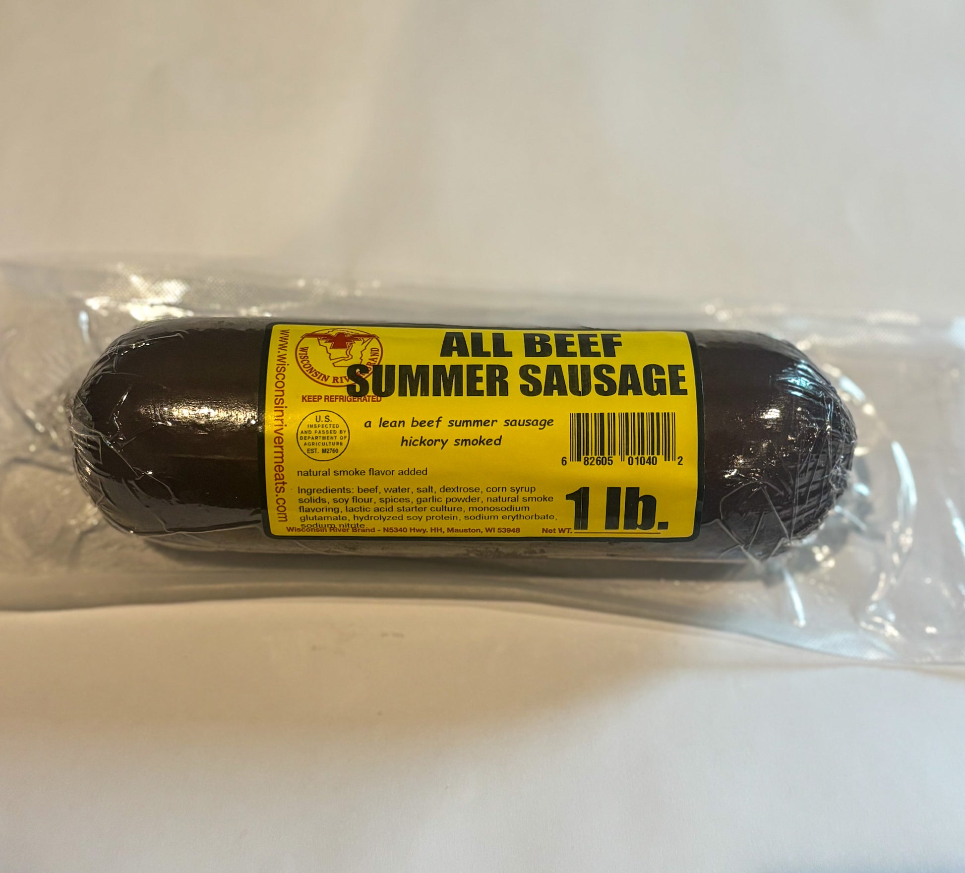 Smoked beef summer sausage – 2-pound classic sausage made with all-natural beef