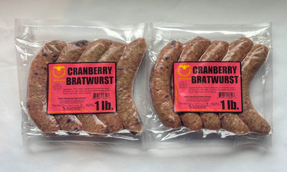 Cranberry Brats (2lbs) - Wisconsin River Meats 