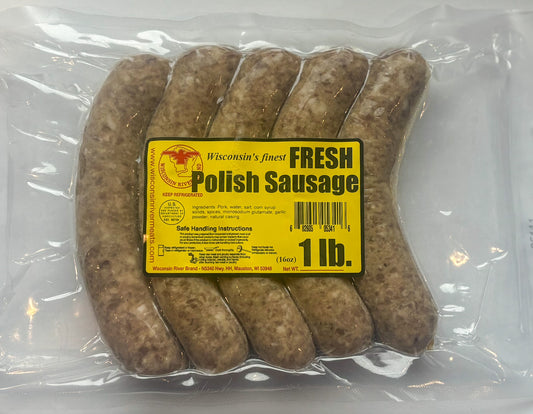 Fresh Polish Sausage (2lbs) - Authentic Polish from Wisconsin River Meats 