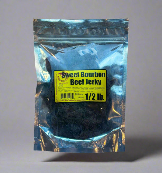 Gourmet sweet bourbon jerky – tender, small-batch smoked beef with bold flavor
