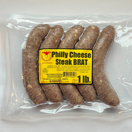 Philly Cheesesteak brat (2lbs) - Wisconsin River Meats - best sellers